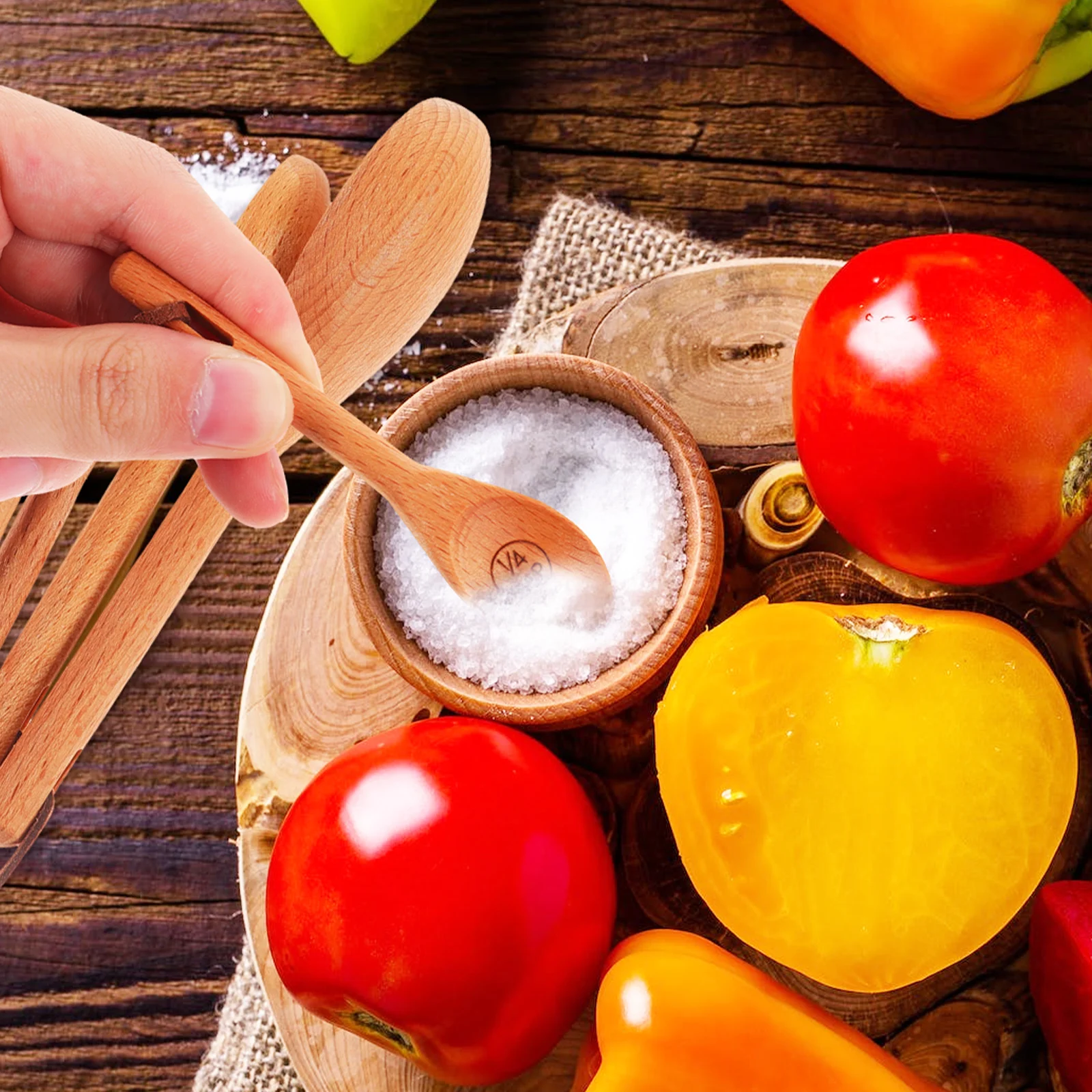 

4pcs Wooden Beech Measuring Spoon Set Coffee Scoops for Tea Sugar Salt Ground Bean Natural Wood Spoon Kitchen Utensils