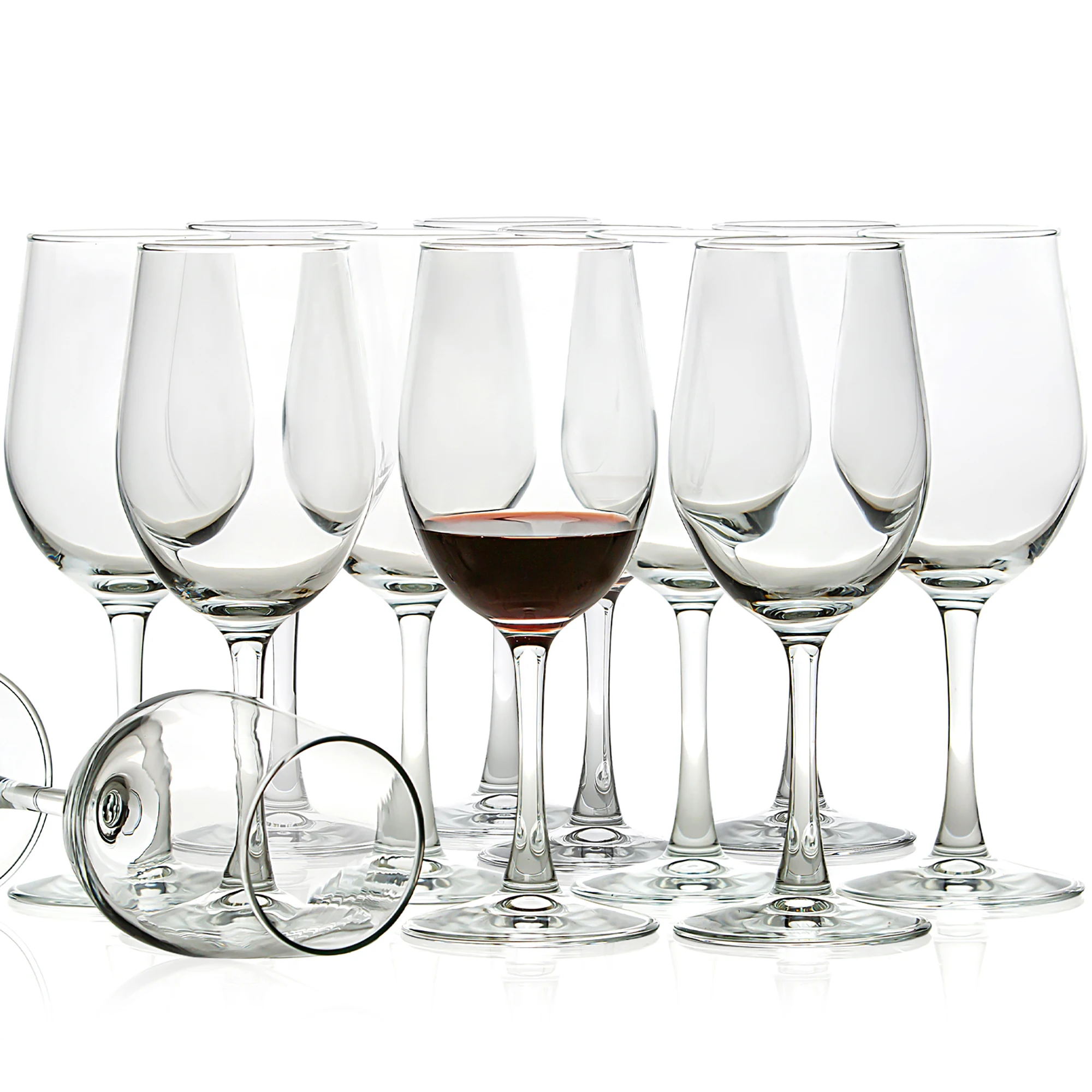 12pcs, 12Oz Red/White Wine Glasses Set, Durable Long Stemmed Crystal Clear Glasses, Lead-Free Goblet, Perfect for Party