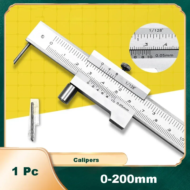 

0-200mm Marking Vernier Caliper with Carbide Scriber Stainless Steel Parallel Marking Vernier Caliper Scriber Marking Gauge Tool