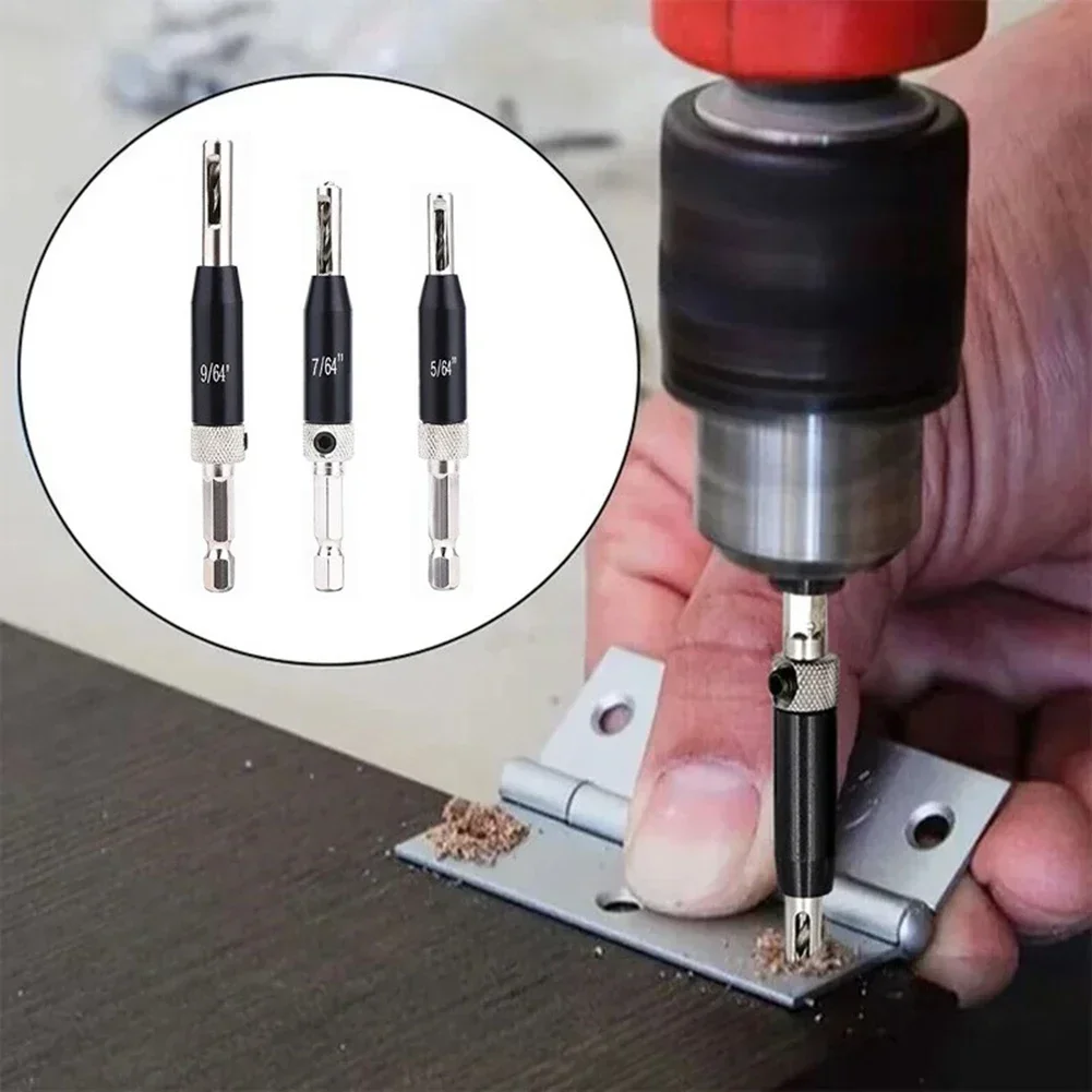 Fast Bit Change DIY Projects Hinge Drill Bit Set Door Cabinet Drill Bits Easy To Use Electroplating Appearance