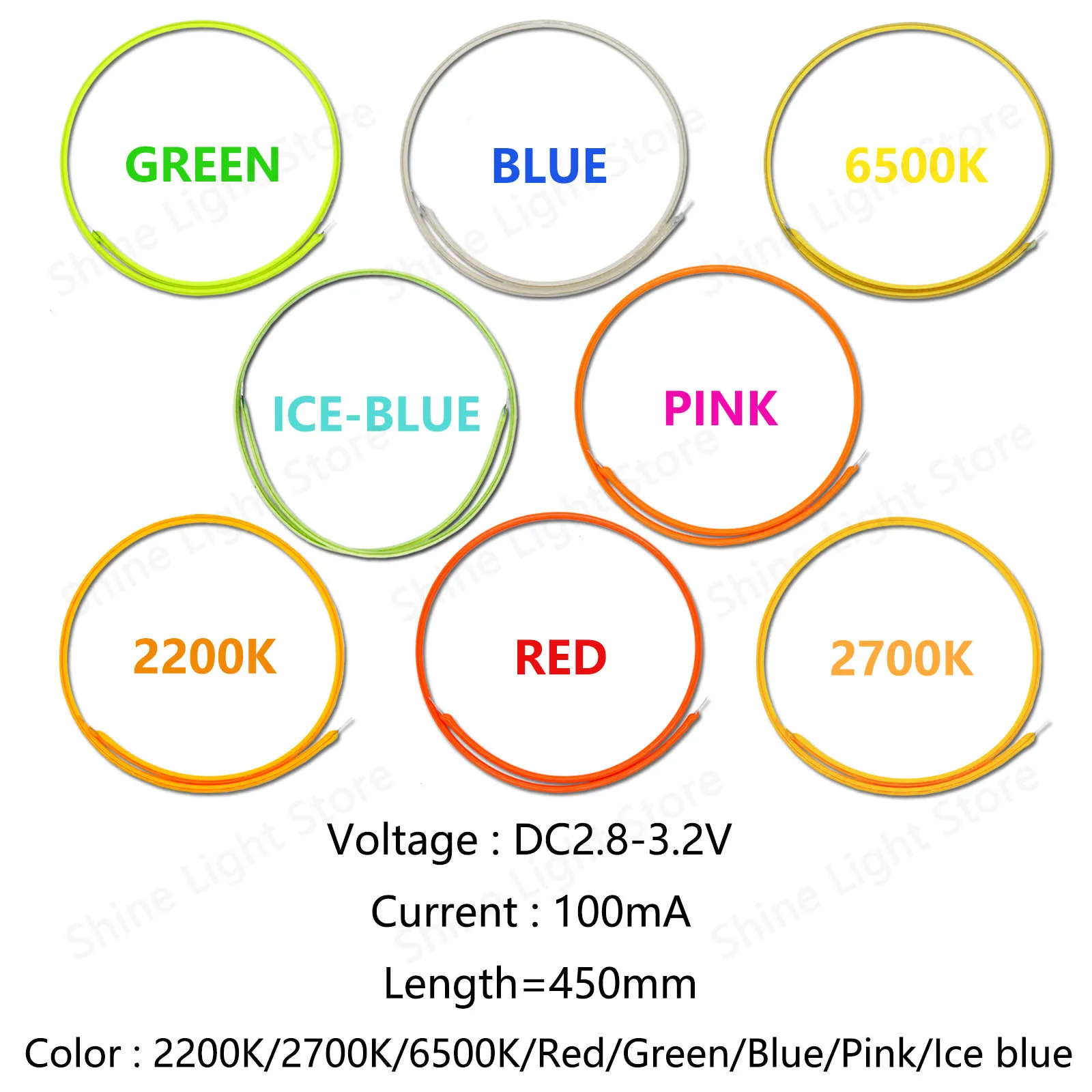 10pcs LED Filament Flexible DC3V 450mm Bulb Light Source Accessories Decoration Bar Coffee Shop 2200k Red Green Blue Pink White