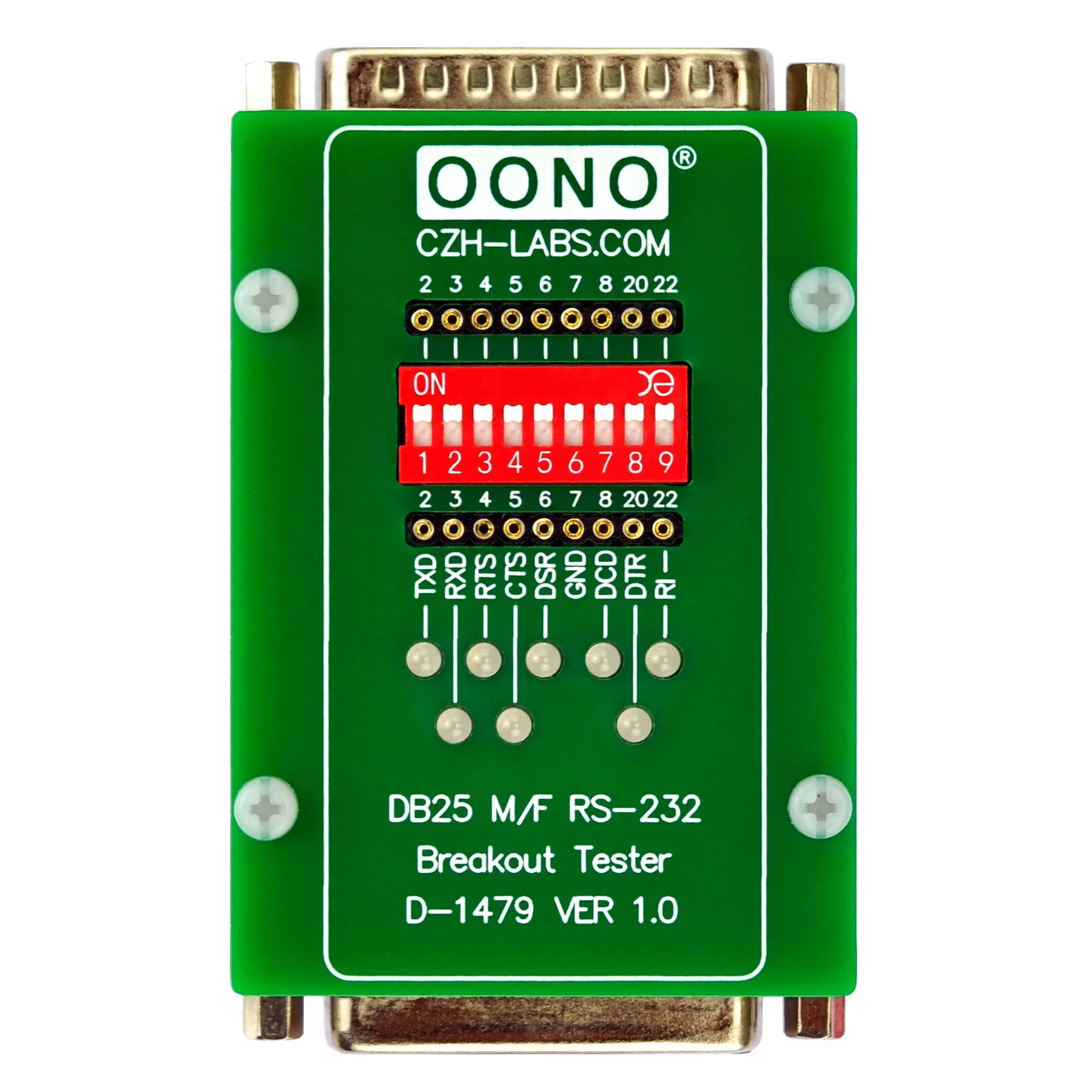 RS232 DB25 Male to Female Breakout Tester LED Monitor Module