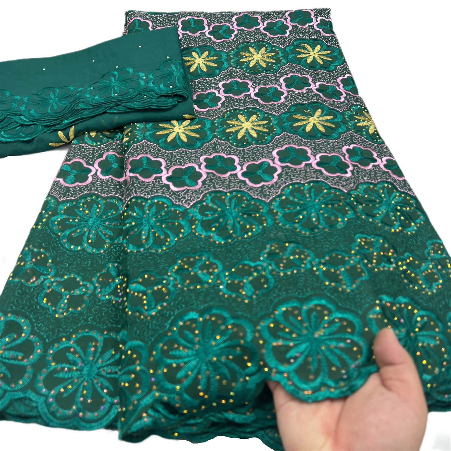

Embroidery 100% Cotton Lace Nigerian Fabric 5+2 Yards Swiss Voile Lace African Fabric 2025 High Quality Elegant Dress For Women