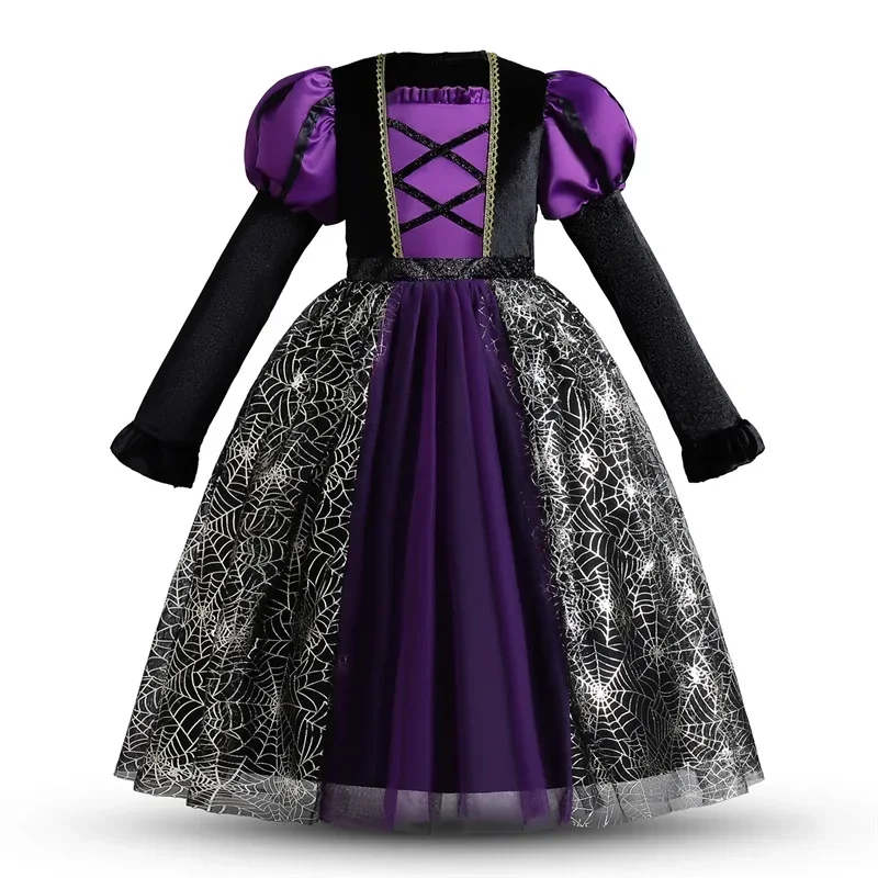 Black Magic Witch Dress for Kids Carnival Halloween Party Costume 3 to 8 Years Fancy Girls Witch Costume for Halloween Cosplay