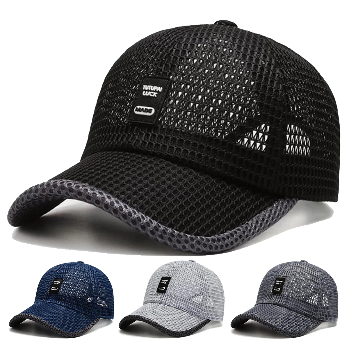 Unisex BAOJILAN LUCK MIDE Label Mesh Breathable Baseball Caps Spring and Summer Outdoor Adjustable Casual Hats Sunscreen Hat