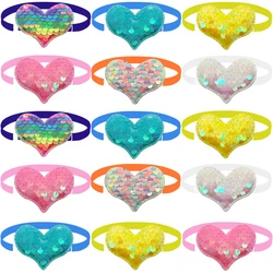 50/100pcs Valentine's Day Small Dog Cat Bowties Collar Heart Style Bling Bow Tie Dog Bows Accessories Pet Cat Grooming Supplies