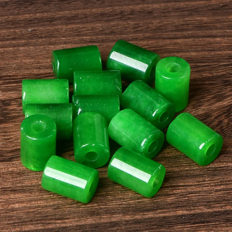 4A Zielony Jasper Jade Fortune Barrel Oryginalny kryształ kwarcowy Pojedynczy koralik DIY Koraliki Biżuteria Materiał — zdjęcie 6