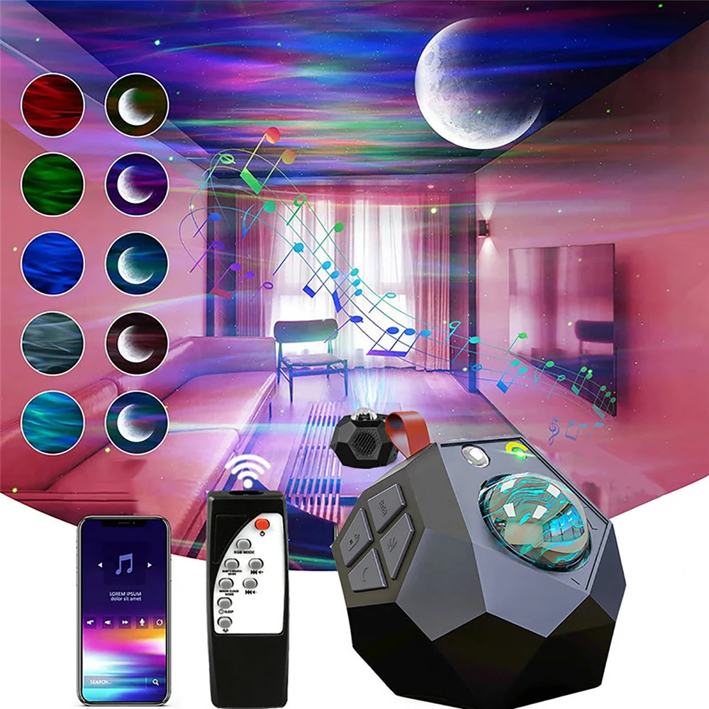 Star โปรเจคเตอร์ Starry Sky Night Light LED Plug-In Northern ไฟ Ripple Bluetooth เพลงเลเซอร์ Night Light วันเกิดของขวัญ