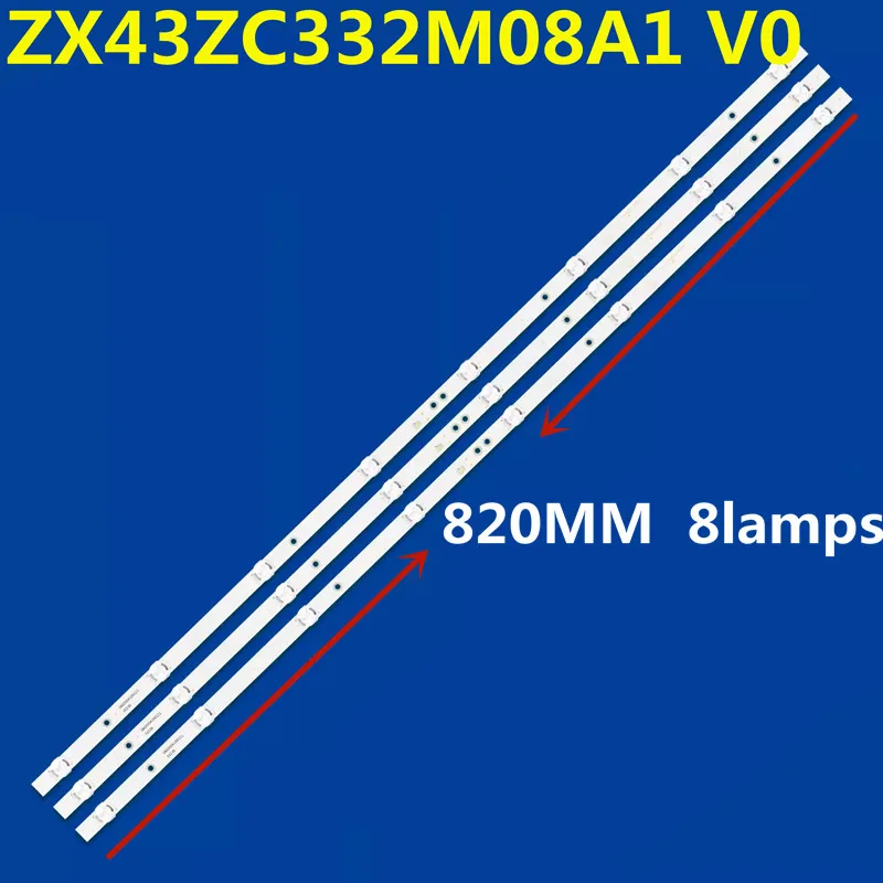 ledバックライトストリップ8ランプintv-43as68043t8szx43zc332m08a1v0jld43081330-365as-m-15個