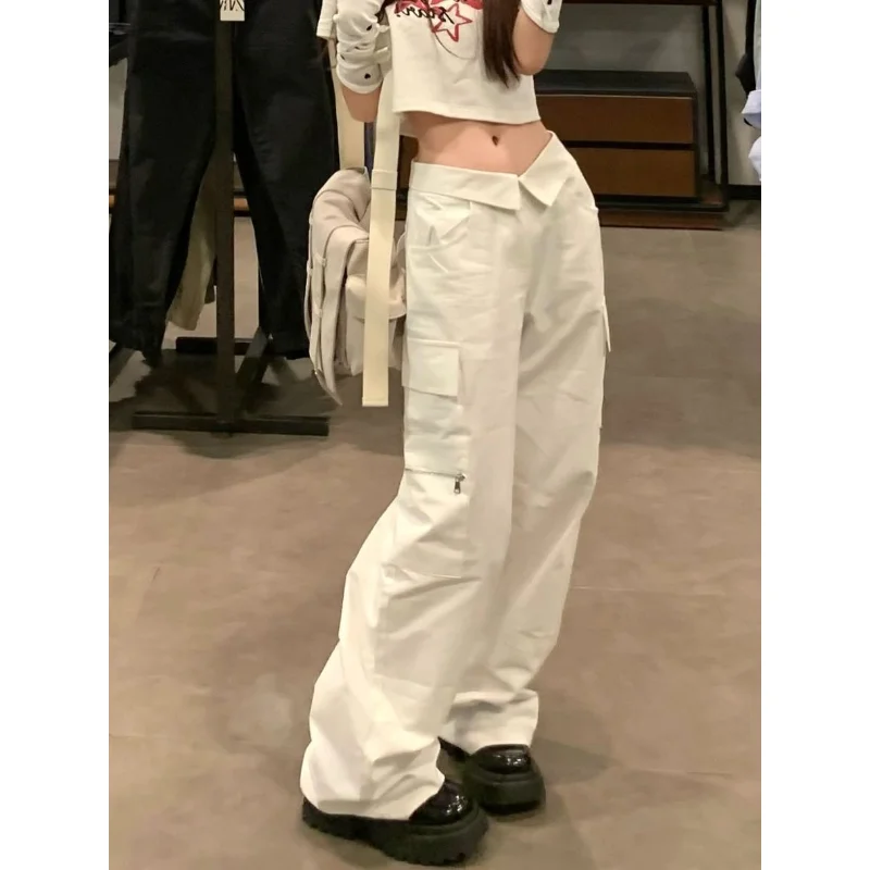 

Y2k Streetwear Hip Hop White Cargo Pants Women Oversize Jogger Korean Style Wide Leg Trousers Harajuku Fashion Casual Pant