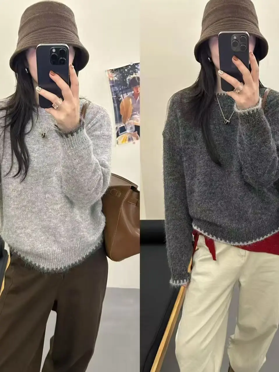 

Свободный крой, круглый вязаный свитер, женский внутренний свитер, верхний цвет, Blo Sle, удобная мягкая акриловая смесь, длинная свеч Autu...