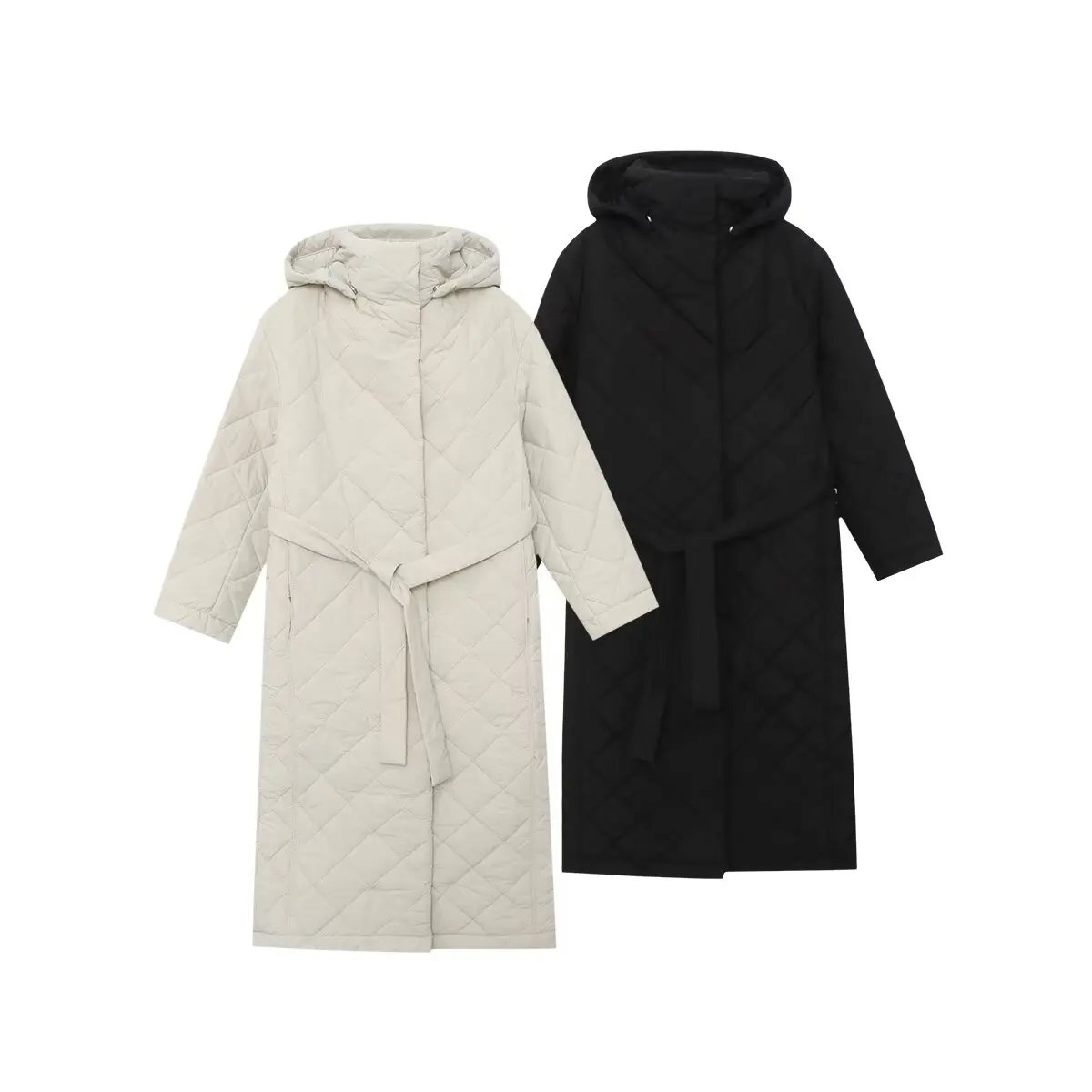 2025 New Women's Long Hooded Thiened Warm Cotton Jaet over Knee Length Commute Sle Zipper Closure  Color Cotton Coat