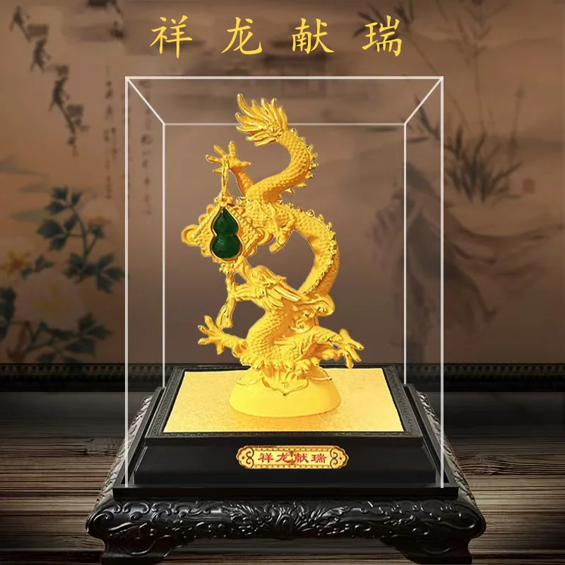 

Southeast Asia HOME OFFICE company SHOP TOP GIFT Talisman Auspicious GOOD LUCK gold-plating royal Dragon FENG SHUI Ornament dec