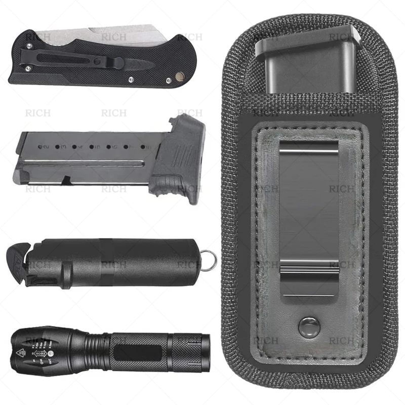 

Magazine Pouch Holster Concealed Pistol Carry Case Outdoor Mag Waist Belt Pouch with Clip for Glock 17 19 1911