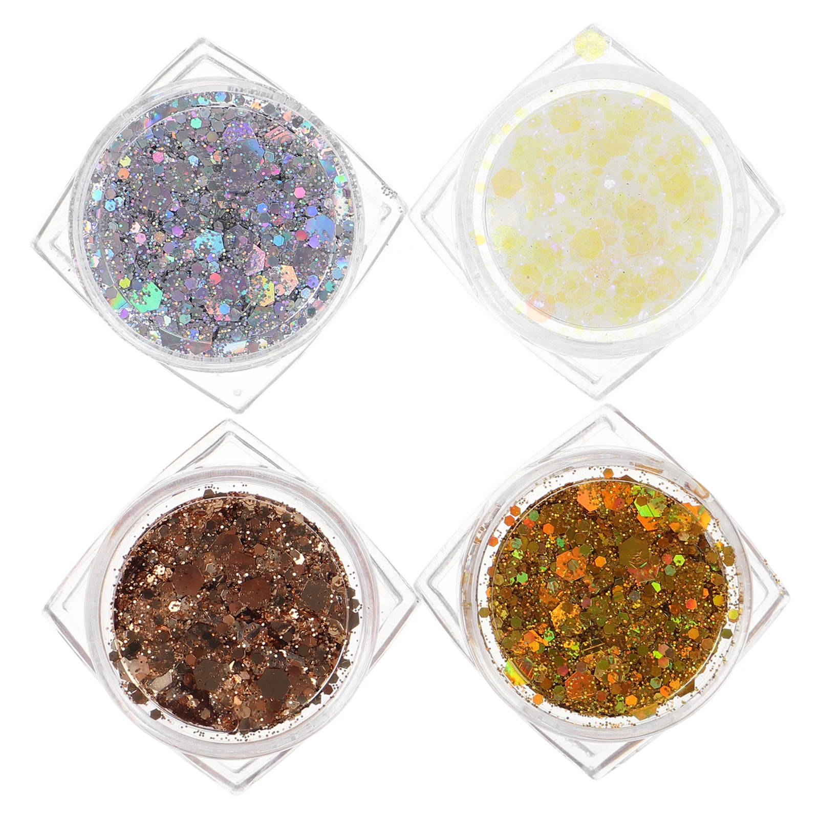 

4pcs Glitter Sequins Flash Chip Body Face Makeup Costume Party Kids Chunky Sparkling Gel Hair Accessories Women Festival Rave