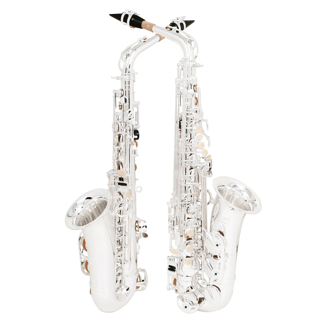 SLADE Silver Alto Saxophone E Tone Brass Copper Tube Body Carved Flower White Shell Button Silver Plated Saxophone with Parts