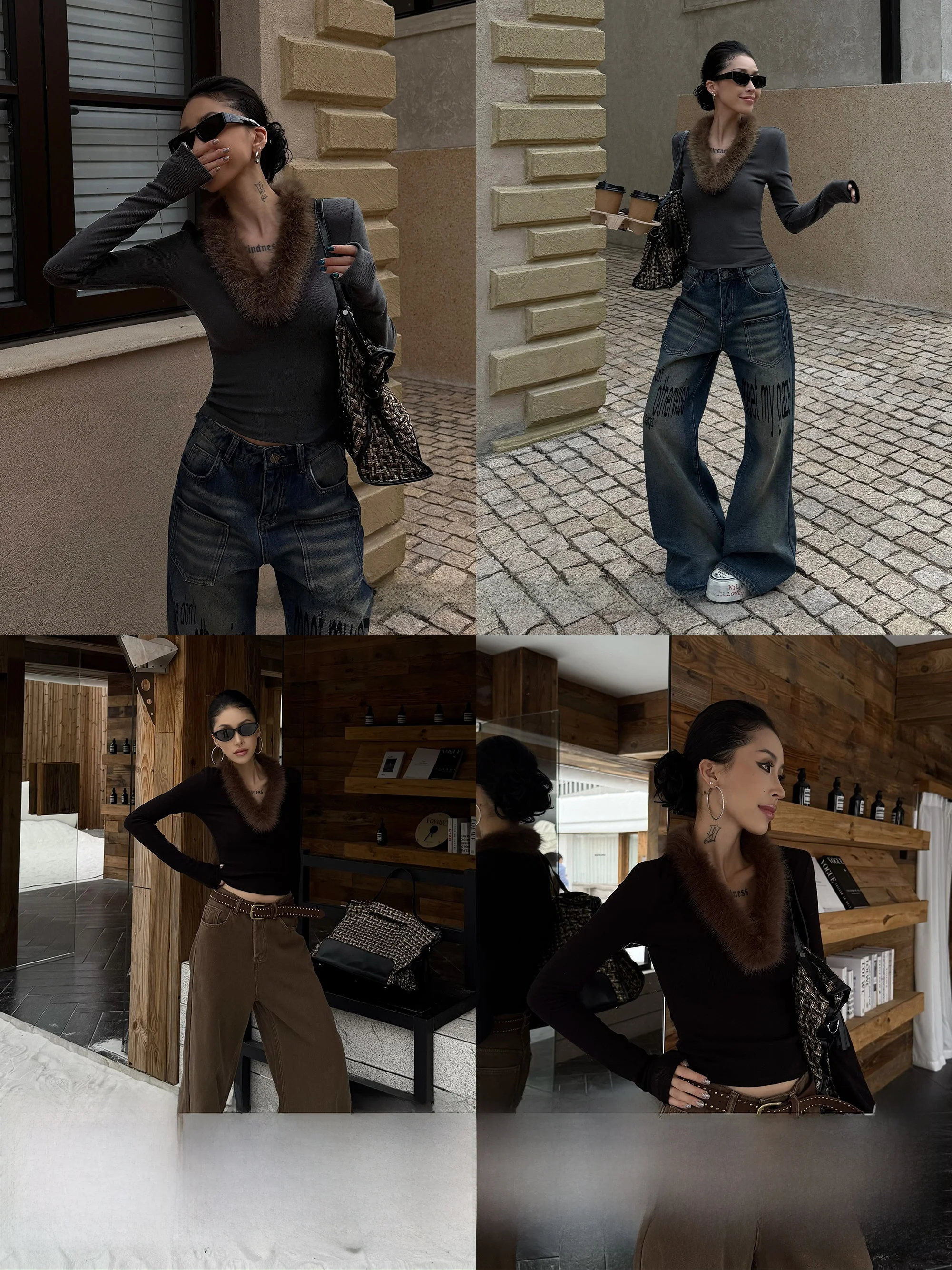 

Wildern Zero Knitted Long Sve T-irt Women's Autumn Winter New Sle American Retro Spicy Girl Slimming Top