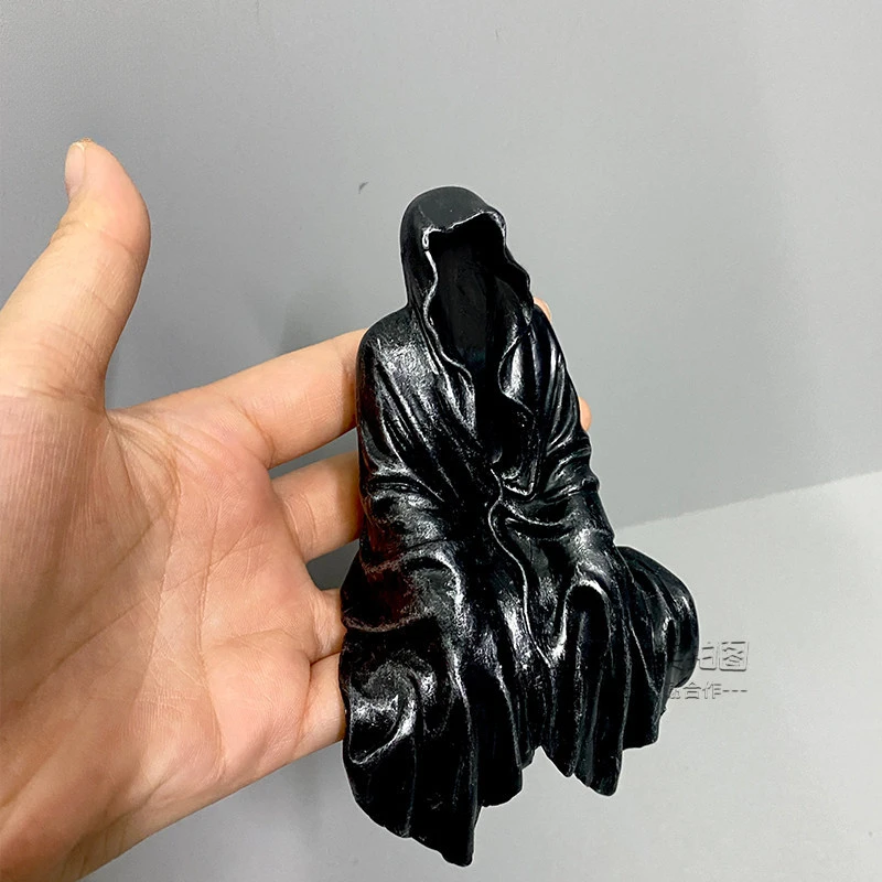 Mysterious Black-Cloaked Figure Figure Stand - Black Robe Night Walker Desktop Decor Item