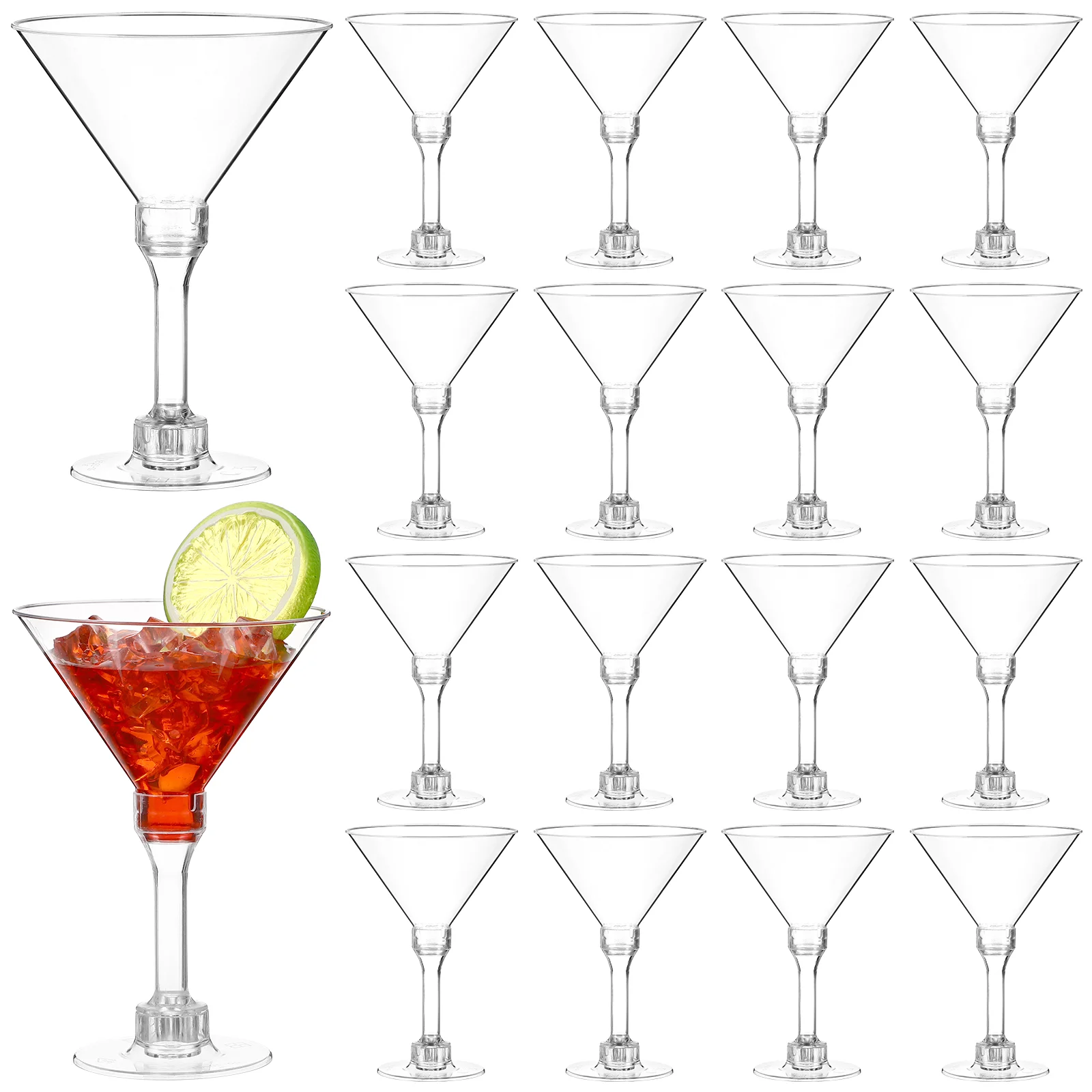 

Glasses Cocktail Cups Plastic Martini Clear Cup Mini Wooden Spoons Jars Disposable Coupe Set Dessert Party Goblet