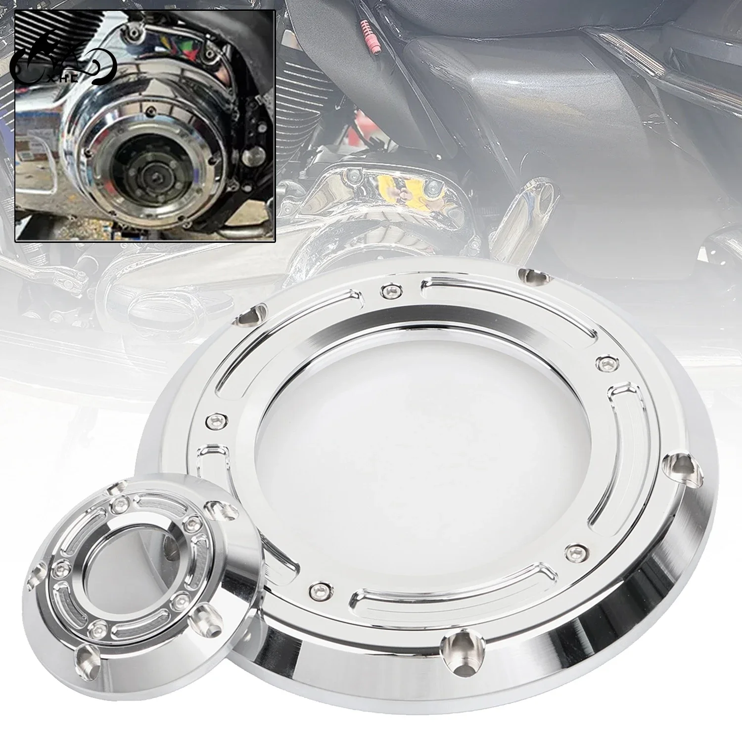 الكروم واضح CNC محرك دراجة نارية ديربي توقيت الموقت يغطي ل هارلي دينا التراث سوفتيل بجولة الطريق إلكترا الإنزلاق الملك