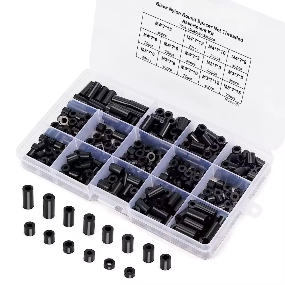 WieshammKit-Vis d'Espacement Noires, en Nylon, pour Joli de Prise Électrique, Ronde, 320 Pièces