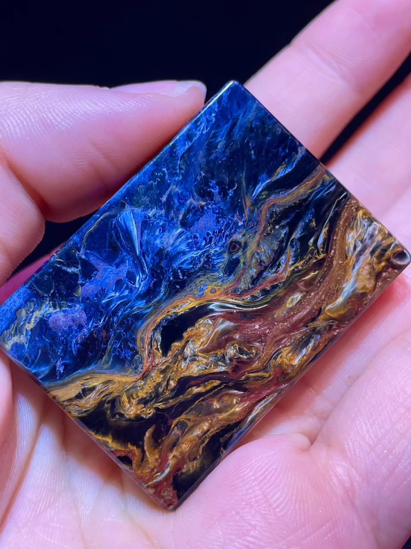 Natural Blue Yellow Pietersite Pendant Women Men Fire Pietersite 45.6/33.5/6.2mm Namibia Necklace Jewelry AAAAAA