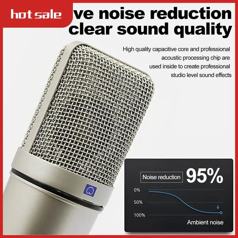 

Metal Professional Microphone Condenser Microphone For Computer Gaming Recording Singing Podcast Sound Card