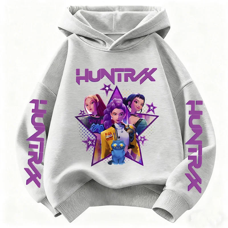 Sudadera con capucha Unisex KPop Demon Hunters Huntrix, ropa para niños, ropa para niñas, ropa de moda para niños, sudadera para primavera y otoño, Tops para niños
