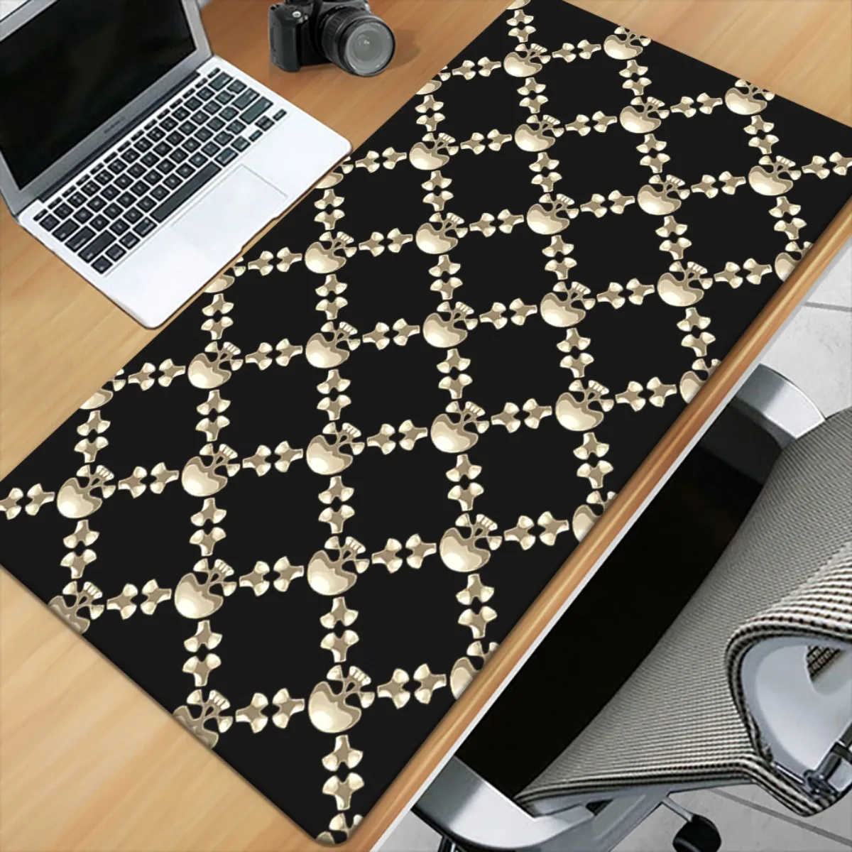 XXL Large Gaming Desk Mat Black Golden Diamond Texture Non-Slip Rubber Base Durable Decor Mouse Pad for Laptop Office Workstatio