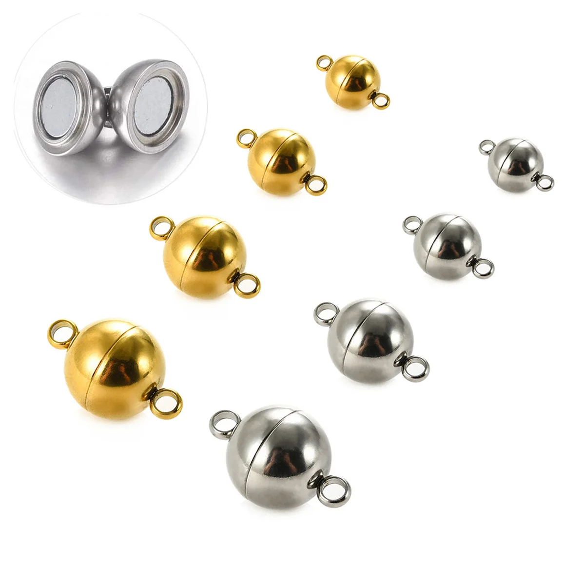 1 Set Stainless Steel Round Magnetic Clasp DIY Jewelry Making Accessory For Bracelet Necklace Locking Connector Handmade Supply