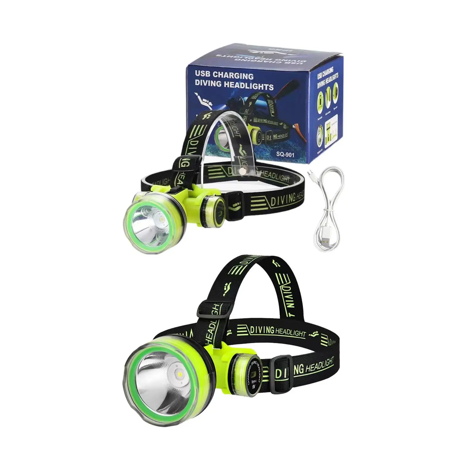 

Diving Headlamp Flashlight Waterproof Super Bright Accessories 350M Scuba Diving