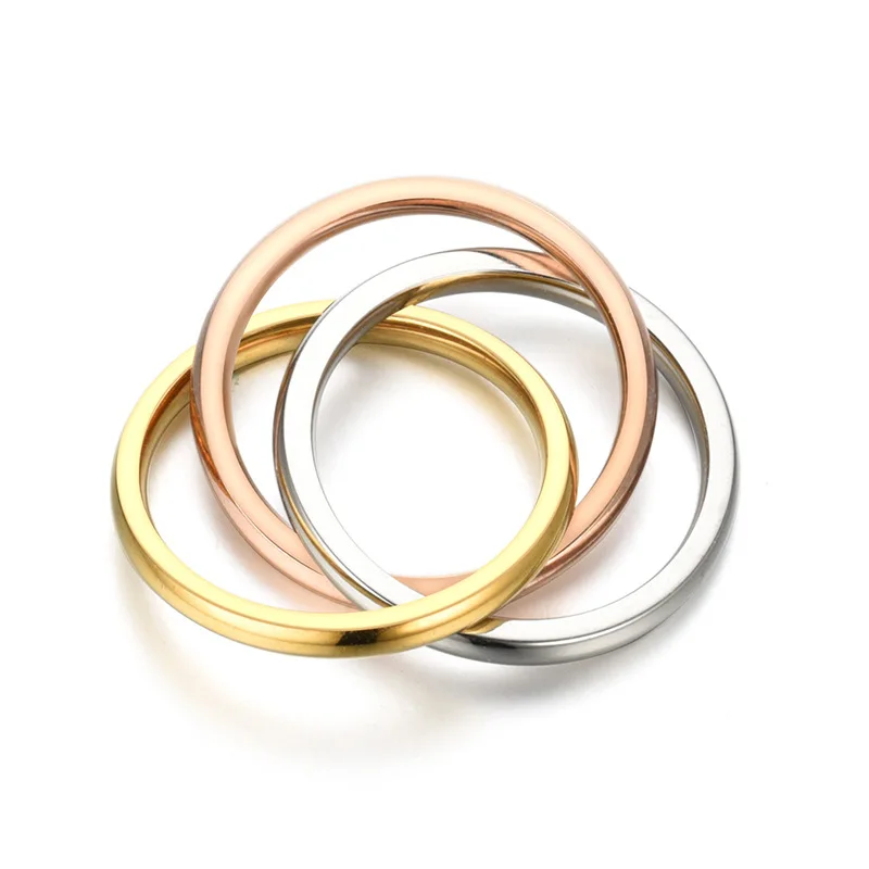 Classical Triple Ring Interlocked Rings Wedding Jewelry Accessories Fashion Three In One Sets Stainless Steel Rings for Women