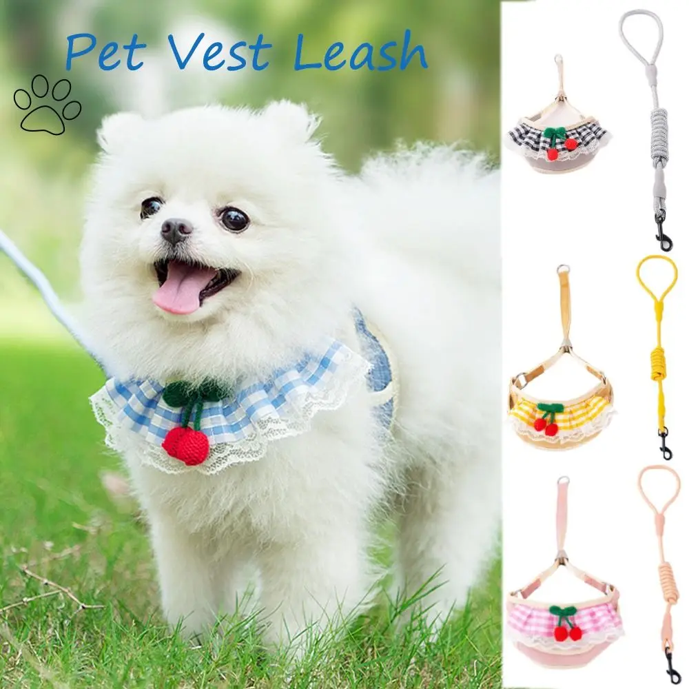 Cartoon Pet Vest Leash Breathable Adjustable Cat Chest Harness Cat Dog Harness Go Out To Prevent Break