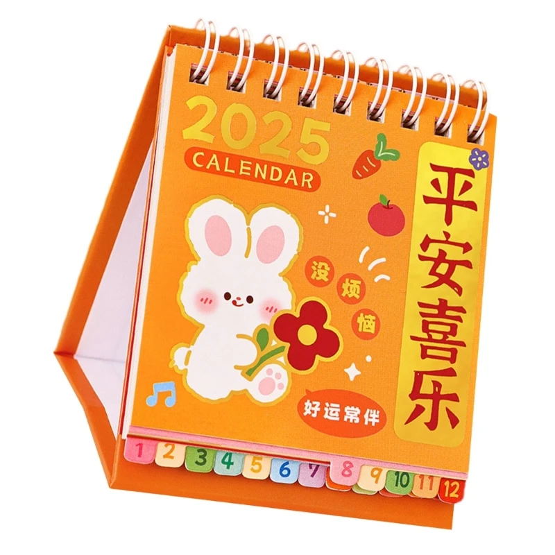 2024-2025 Cartoon Desk Calendar Runs from Aug. 2024 to December 2025, Standing Desk Calendar Planner Twin-Coil Binding