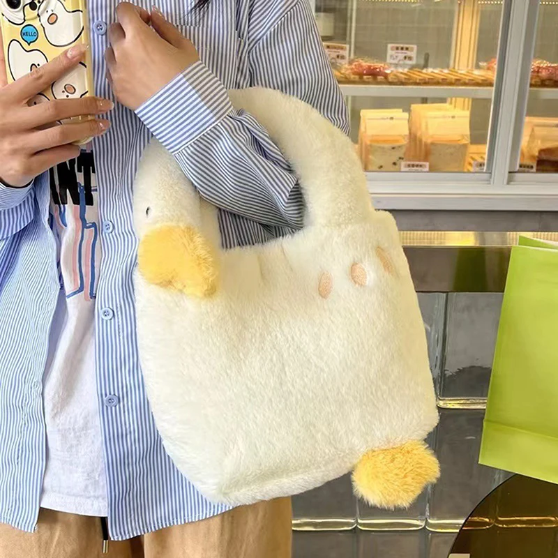 New Cute Cartoon Big White Goose Plush Doll Large Capacity Bag Shoulder Bag Girly Tote Bag Funny Creative Handbag Birthday Gifts