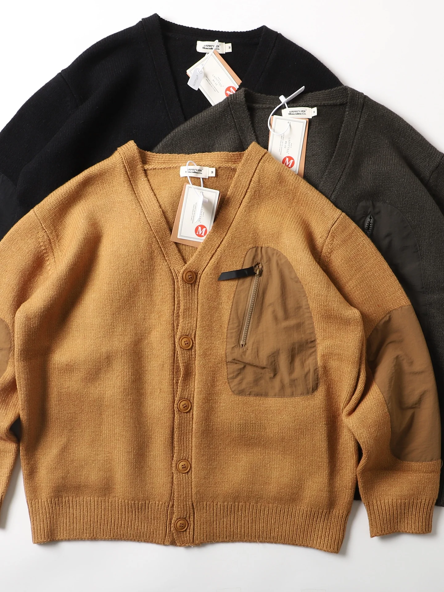 

Мужской вязаный кардиган свободного кроя с V-образным вырезом в японском стиле, повседневный, плотный, для отдыха, из комфортного полиэстера