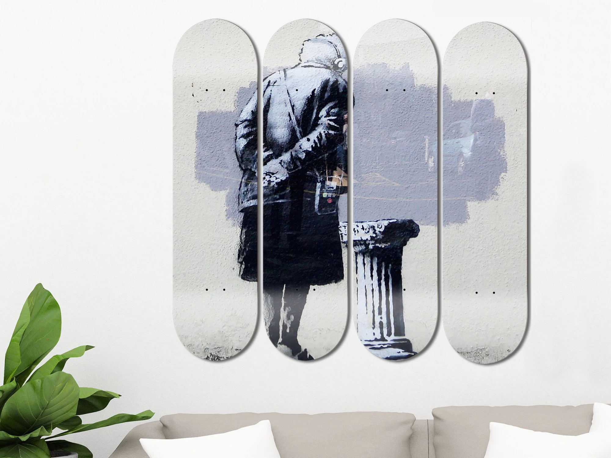 Banksy Skateboard Wall Art Graffiti Skate Deck Mural Wall Hanging Decorative Board for Bar Pub Club Man Cave Home Decor