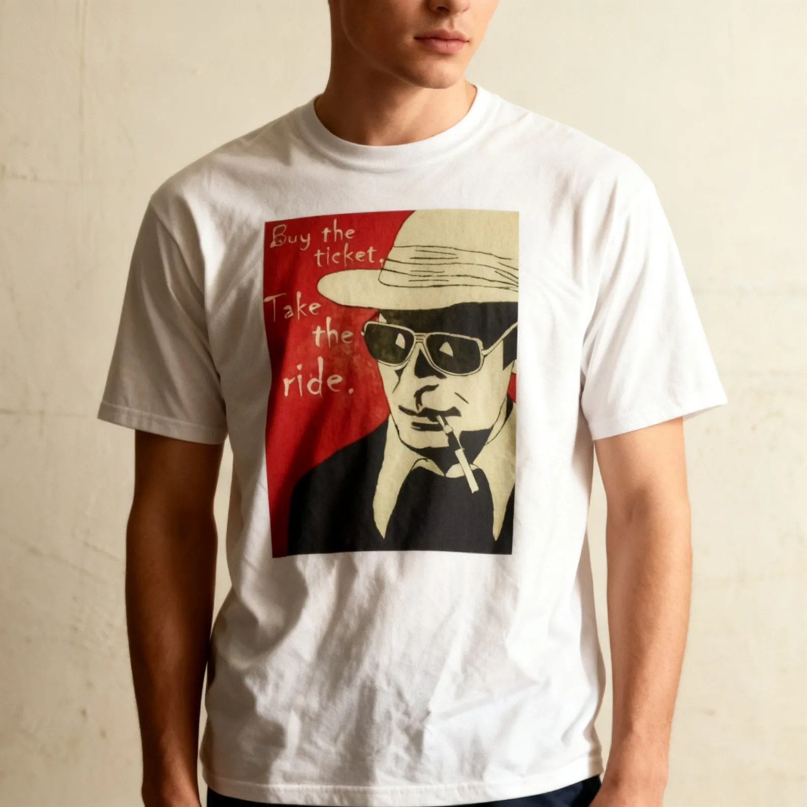 Hunter S Thompson Buy The Ticket Graphic T Shirt Unisex Heavy Cotton Tee Gift