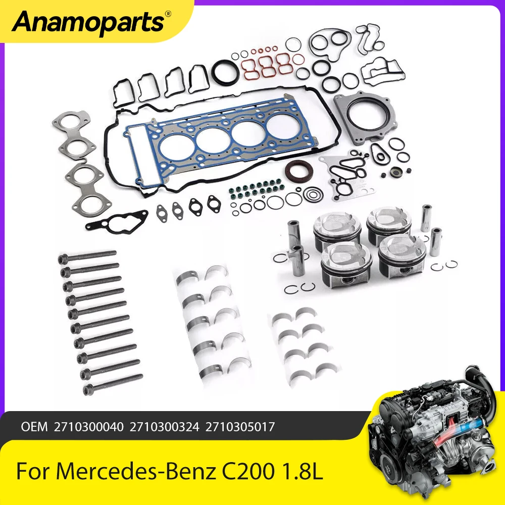 Kit de joints de piston OverCarlRebuild, adapté pour 1.8 L, M271, Mercedes-Benz C200, C250, C260, E200, E250, CGI, W204, W212, sportL, moteur