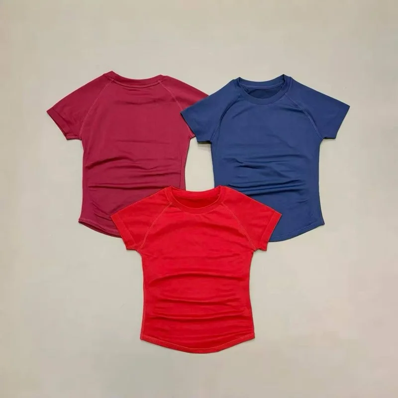 Women Sports T-Shirt Round Neck Short Sleeve Breathable Stretchy Tops Gym Fitness Yoga Running Workout Casual Athletic Shirts