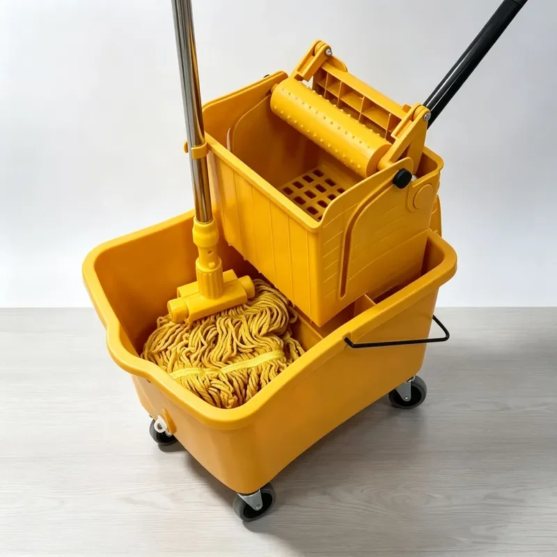 Commercial Mop Bucket with Wheels Heavy Duty Industrial Cleaning Trolley for Hotel Office Floor Washing Press Wringing System
