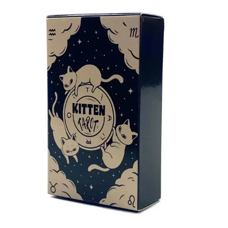 Kitten Tarot Deck 78Pcs Cute Black and White For Beginners Version Mysterious Board Game Fun Fortune telling Kit image 2