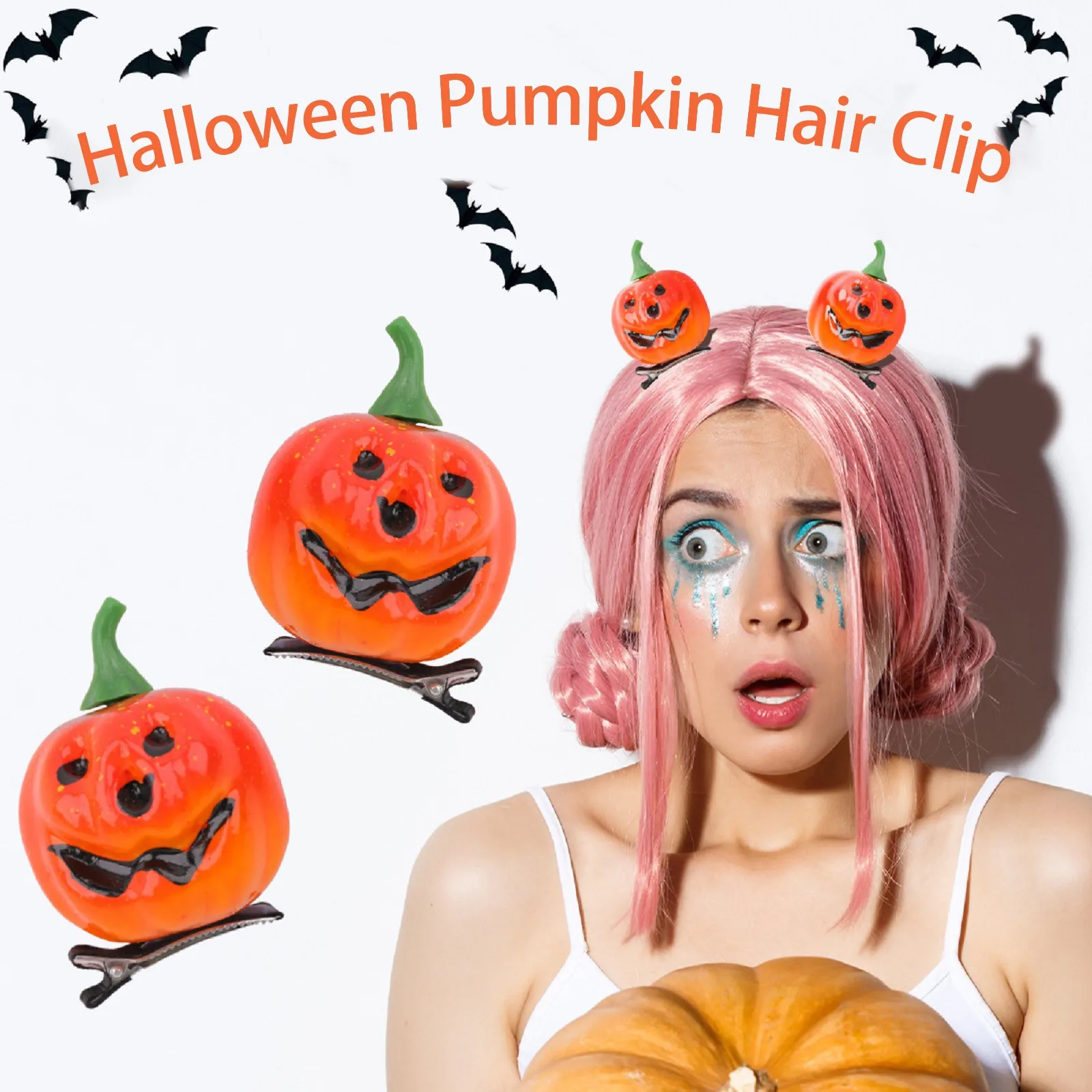 

Заколка для волос в виде тыквы, аксессуар для вечеринки в честь Хэллоуина, забавная заколка для волос с улыбающимся лицом, милый праздничный головной убор, жуткий декор в виде тыквы