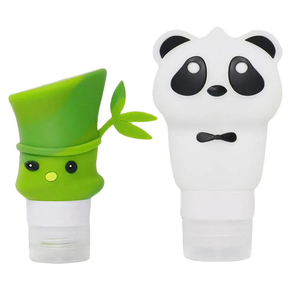 

2pcs Silicone Refillable Bottles Shampoo Containers Travel Size Kids Cartoon Leak Proof Lightweight Portable Storage