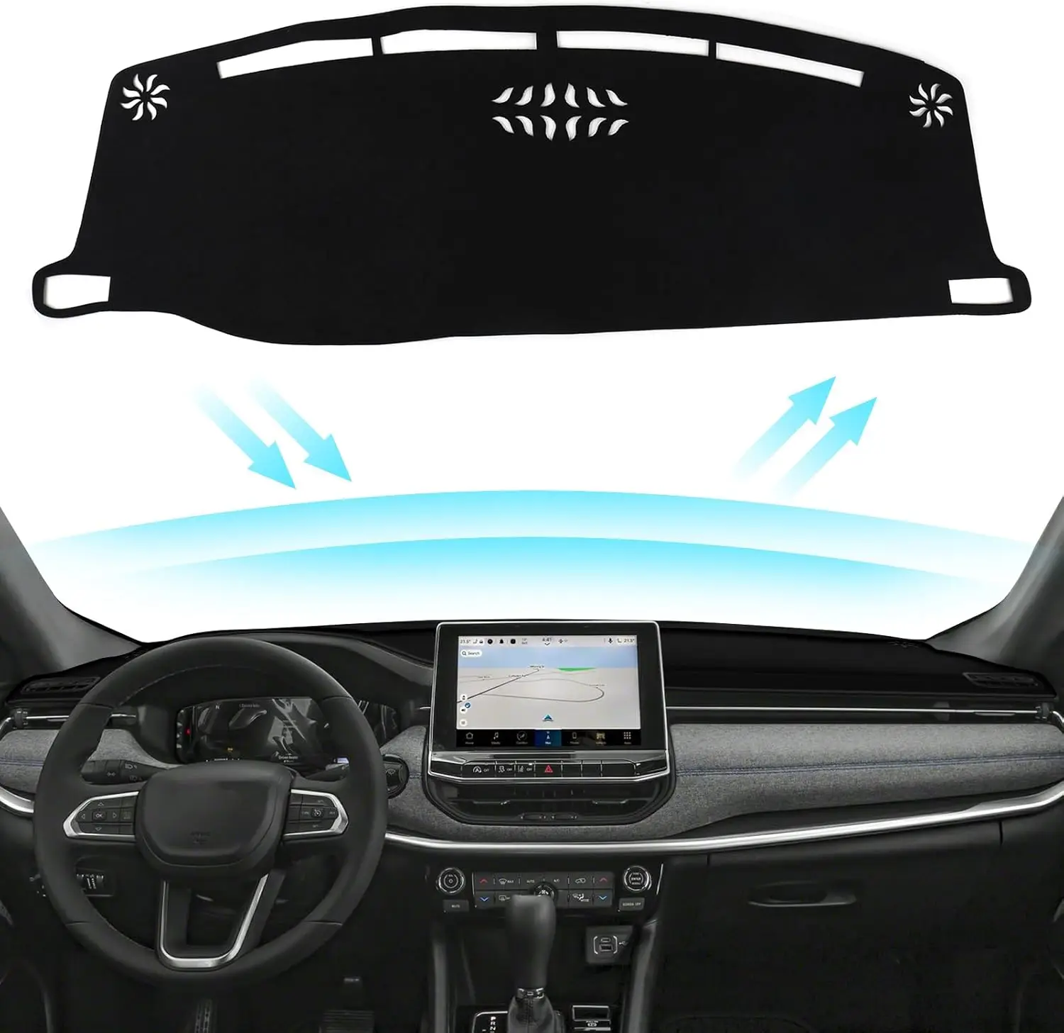 Black Dashboard Dash Board Cover Mat Carpet For Jeep Compass 2022-2025 Accessories Dash Cover Flannel Material Dash Mat Sunshade