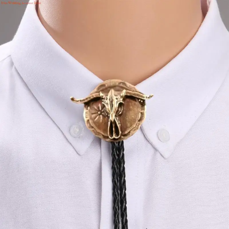 G92D Western Pendant Bolo Tie Shirt Chain Neck Jewelry Engraved Head Rope Tie For Formal Event and Rodeos Dressingup