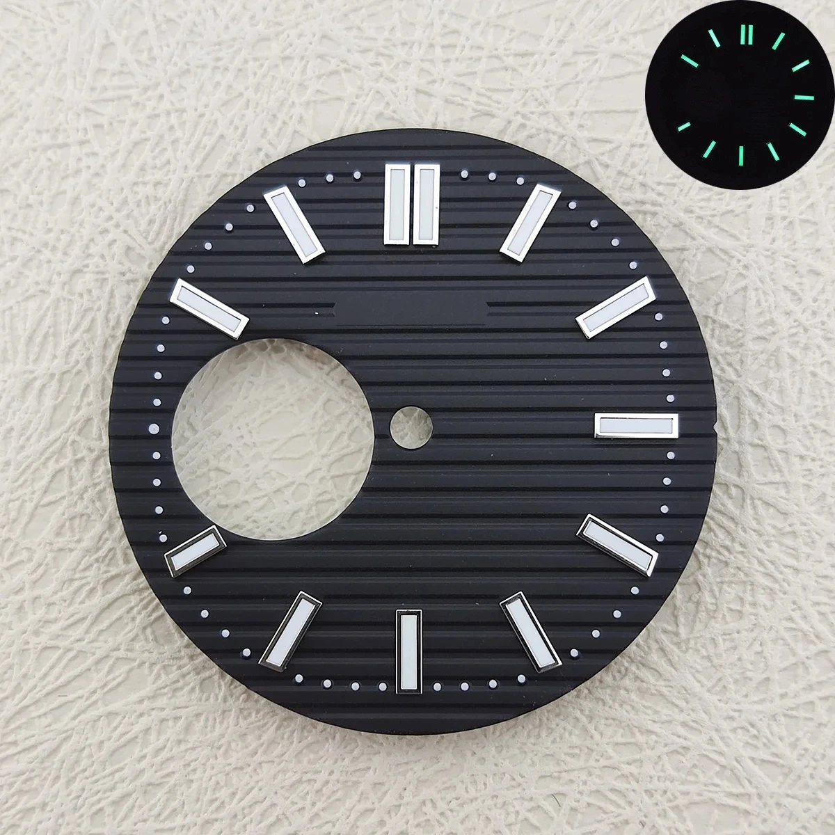 หน้าปัดนาฬิกา NH38 29.8มม. ywl เคลื่อนไหวอัตโนมัติแบบ NH38หน้าปัดสีเขียวเรืองแสงอุปกรณ์เสริมนาฬิกาหน้าปัดสแตนเลส