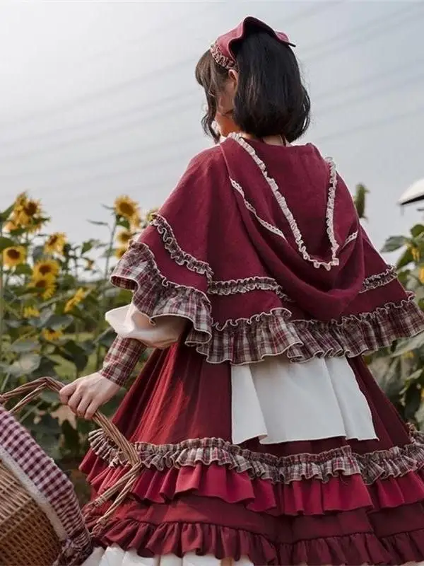 Full Set Lolita Dress Autumn Winter Spring Summer Coat Doll Collar Low Stretch Outdoor Style Women's A-Line Skirt Button Clos...