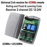 Universal 433mhz Garage Door Receiver 2CH Relay Compatible With BFT BENINCA PUJOL ERREKA CELMSA 433.92MHz Remote Control