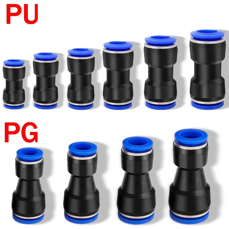 10PCS Pneumatic Fittings Quick Connector Air Plastic Hose Tube Connectors PU PG 4mm 6mm 8mm 10mm 12mm Push Into Pluglug
